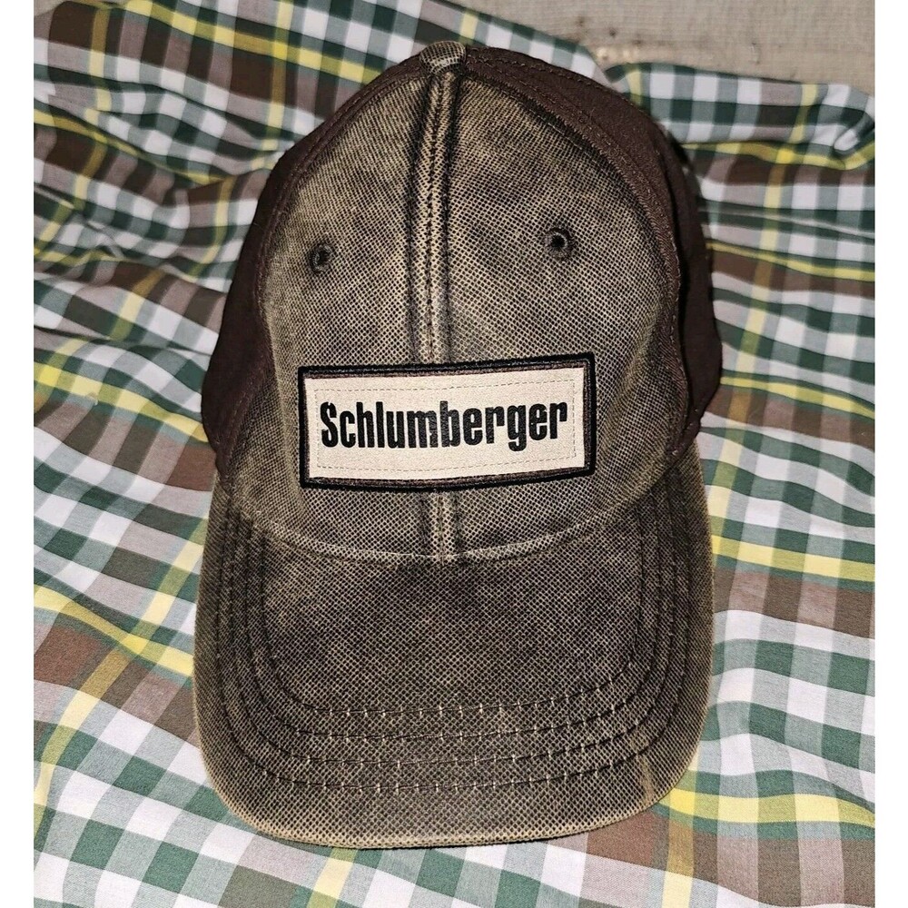 Schlumberger Baseball Hat Cap Oilfield Brown Olive Green Unique Adjustable OSFA
